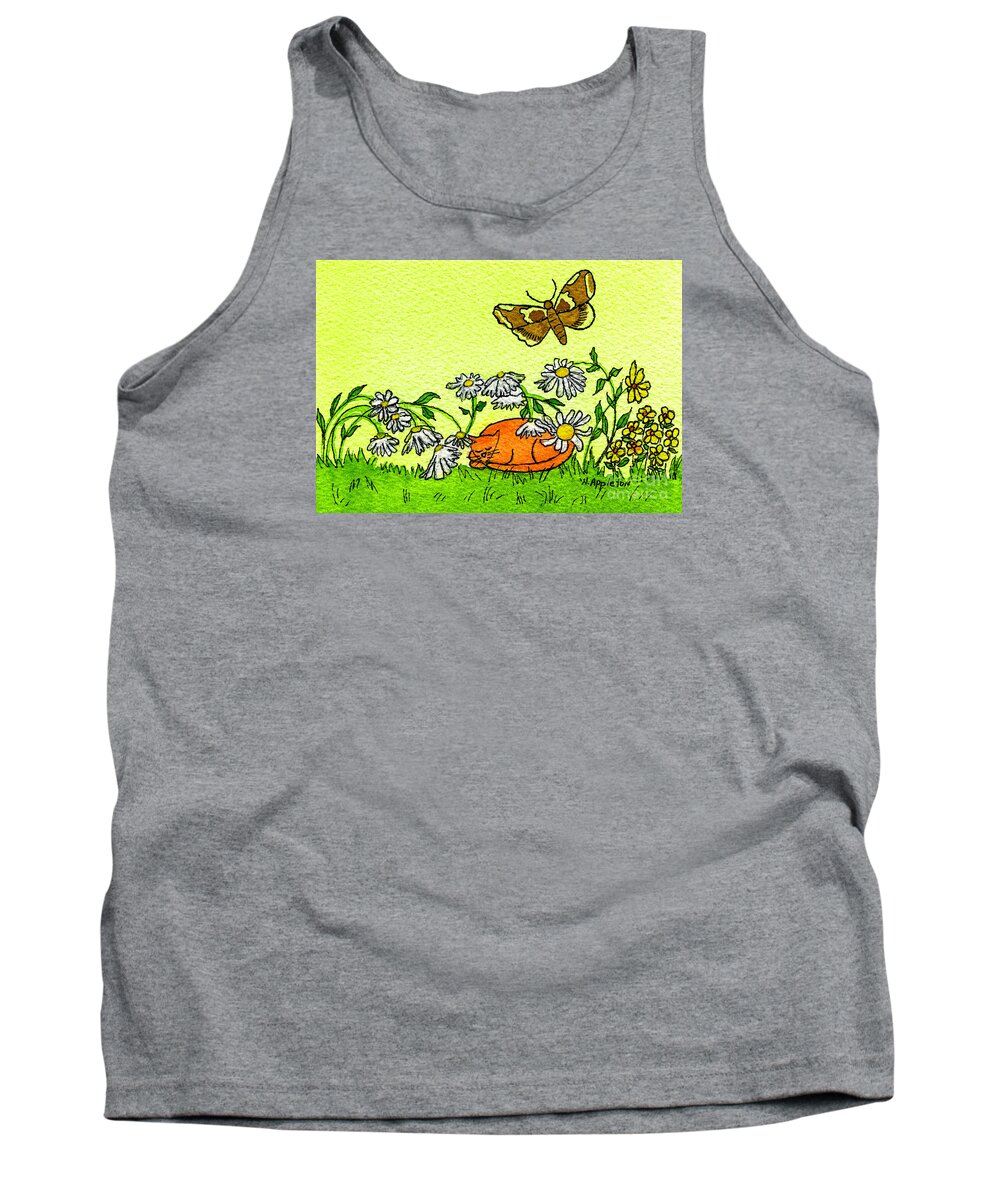 Garden Tank Top featuring the painting Kitty in the Garden by Norma Appleton