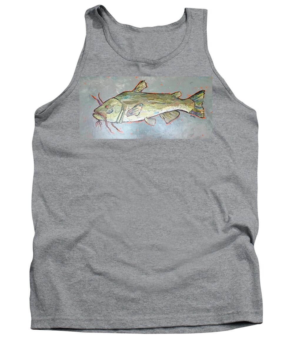 Fish Tank Top featuring the painting Kitty the Catfish by Phiddy Webb