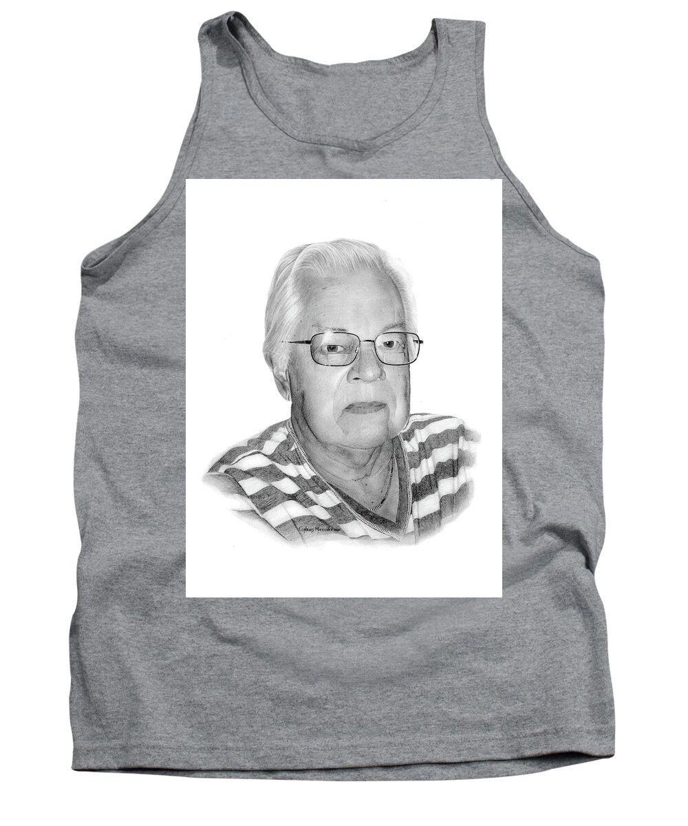 Portrait Tank Top featuring the drawing Klaus by Conrad Mieschke