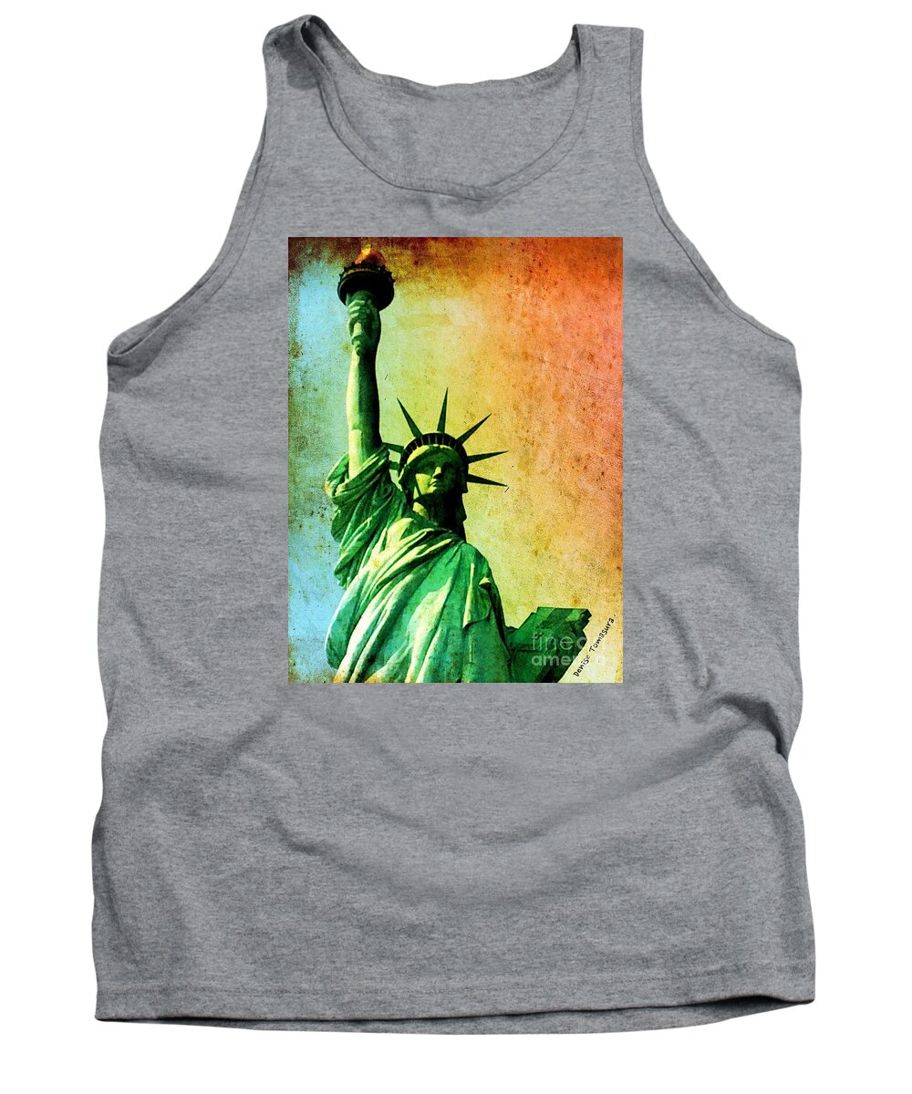 Statue Of Liberty Tank Top featuring the painting Lady Liberty by Denise Tomasura