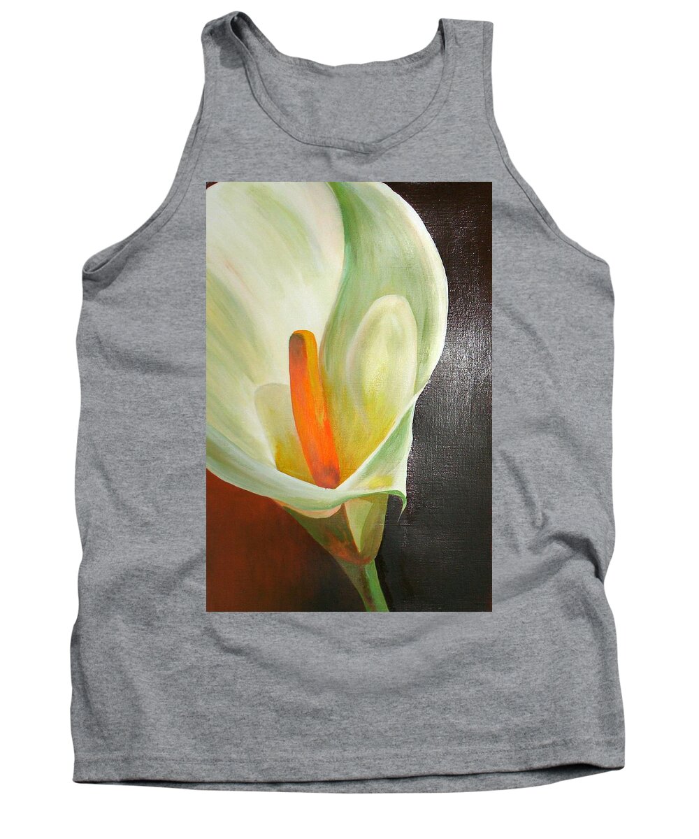 Zantedeschia Tank Top featuring the painting Large White Calla by Taiche Acrylic Art