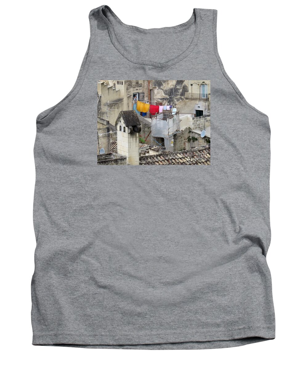 Matera Tank Top featuring the photograph Laundry Day in Matera.Italy by Jennie Breeze