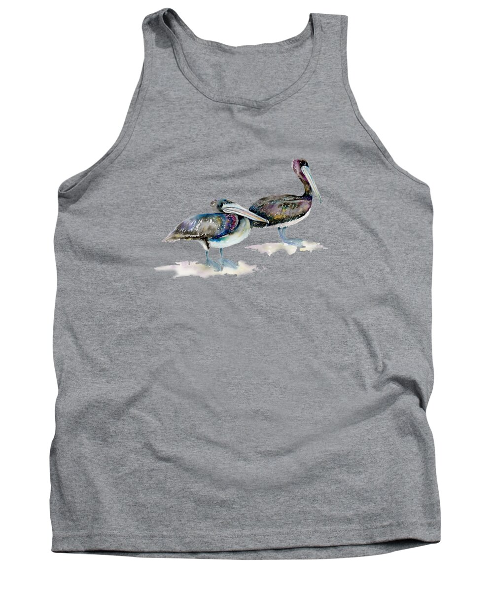 Brown Pelican Tank Top featuring the painting Laurel and Hardy, Brown Pelicans by Amy Kirkpatrick