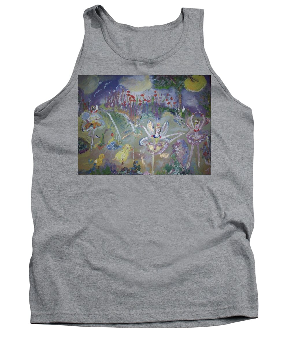 Lavender Tank Top featuring the painting Lavender Fairies by Judith Desrosiers