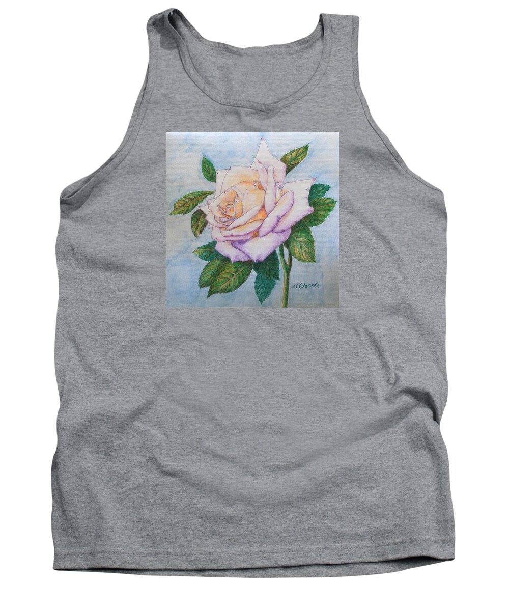 Rose Tank Top featuring the drawing Lavender Rose by Marna Edwards Flavell