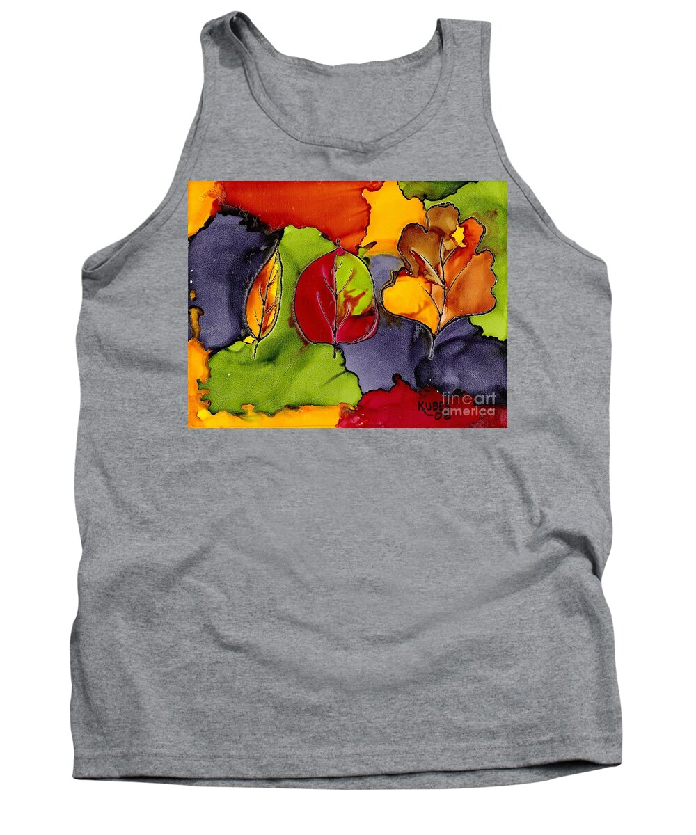 Leaf Tank Top featuring the painting Leaf Brilliance by Susan Kubes