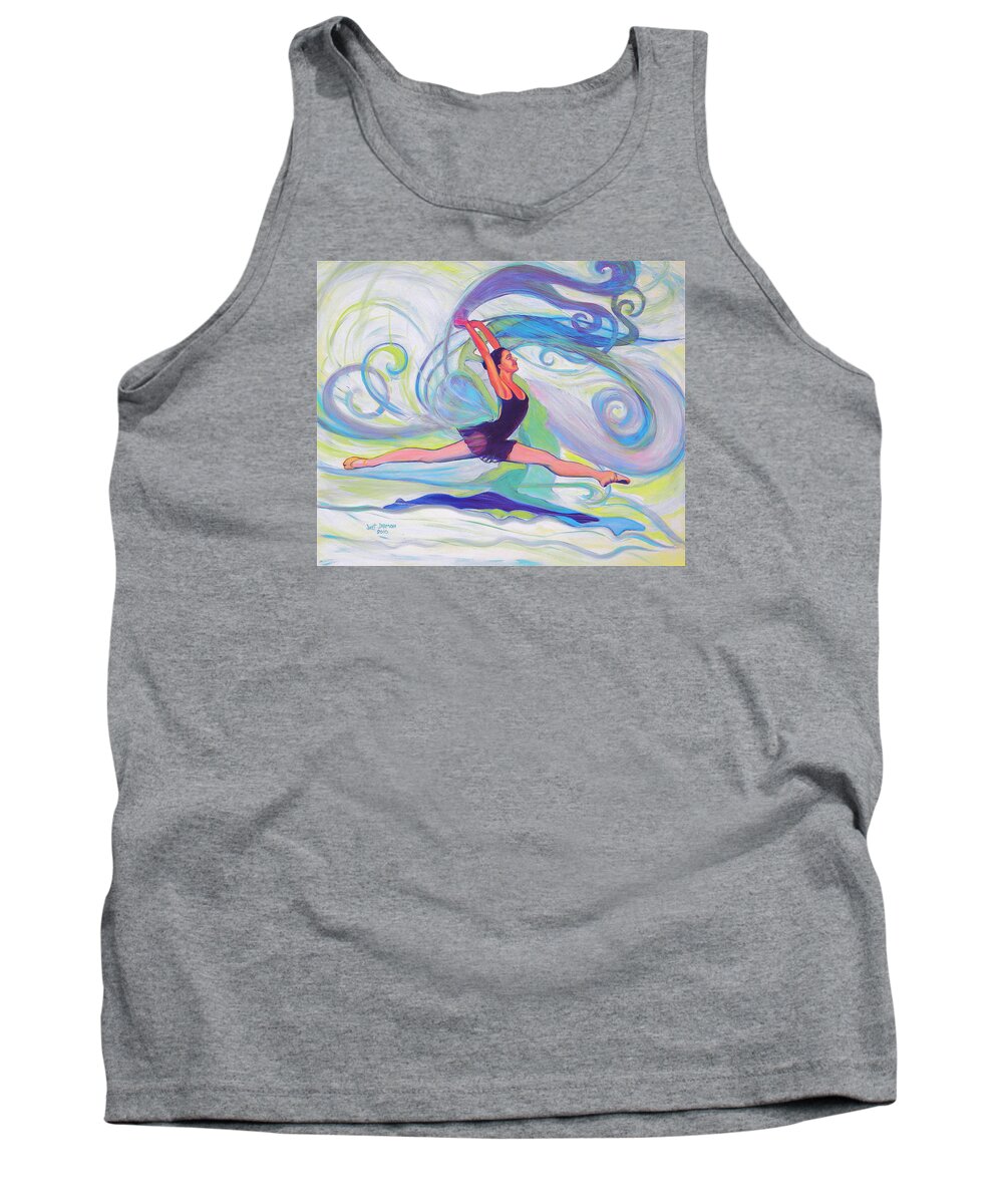 Ballerina Tank Top featuring the painting Leap of Joy by Jeanette Jarmon