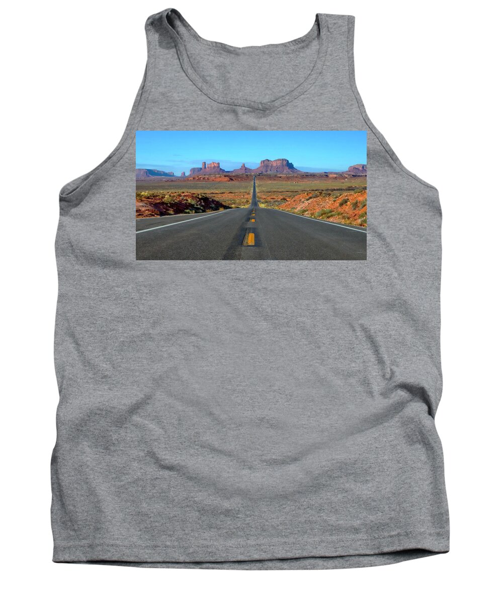 Photo Designs By Suzanne Stout Tank Top featuring the photograph Leaving Monument Valley by Suzanne Stout
