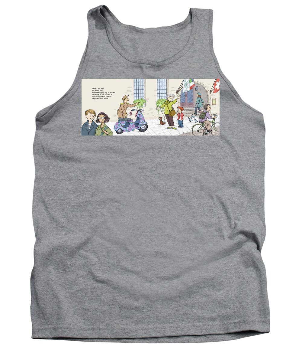 Rome Romp Tank Top featuring the digital art Let's See Rome--With Text by Renee Andriani