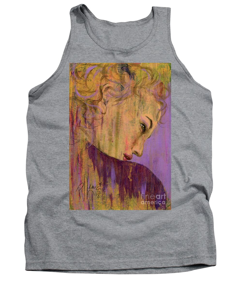 Portrait Tank Top featuring the painting Letting Go by PJ Lewis