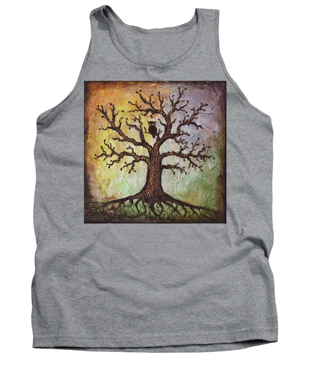 Tree Tank Top featuring the painting Life of Wisdom by Agata Lindquist