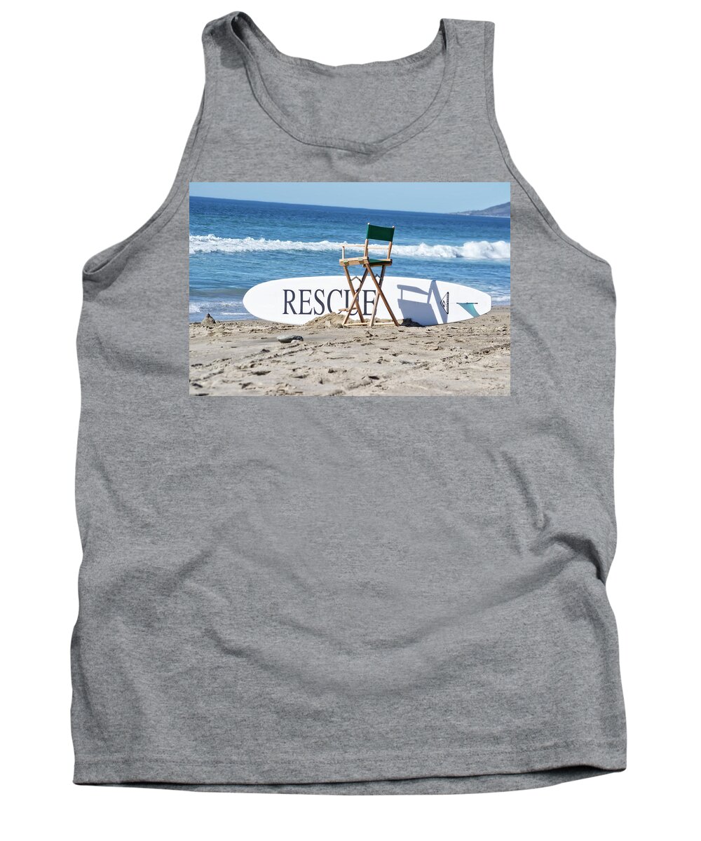 Lifeguard Tank Top featuring the photograph Lifeguard Surfboard Rescue Station by Anthony Murphy