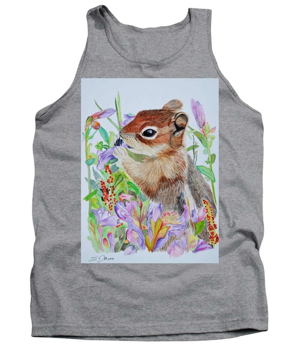 Squirrel Tank Top featuring the painting Lil' Snack by Sonja Jones
