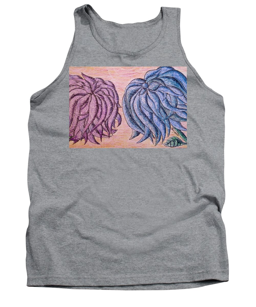 Flowers Tank Top featuring the drawing Lilac and Blue Flowers for you by Megan Walsh
