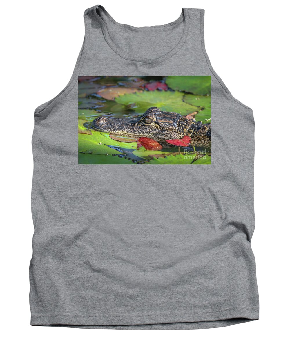 Gator Tank Top featuring the photograph Lily Pad Gator by Tom Claud