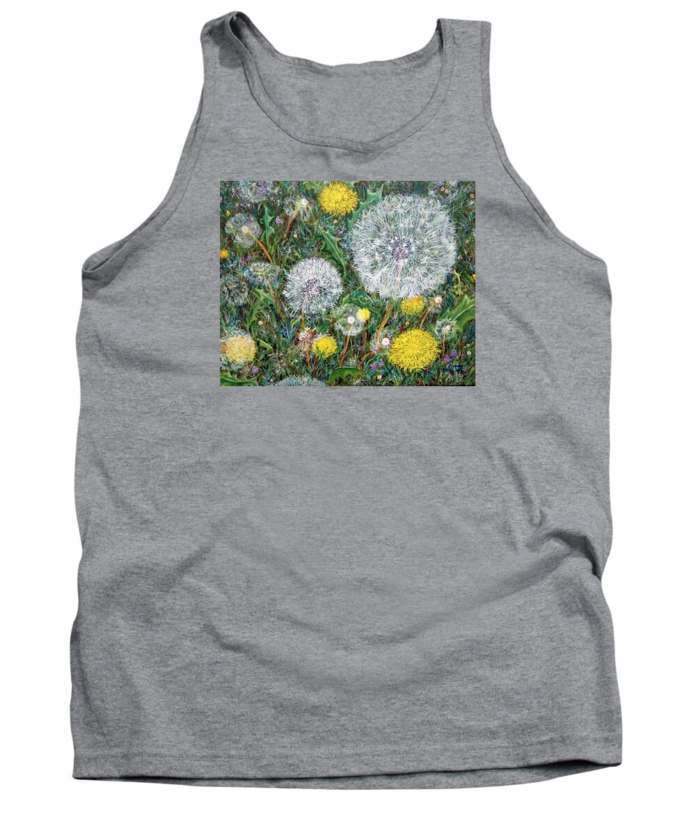 Dandelion Tank Top featuring the painting Lions of the Garden by Linda Markwardt