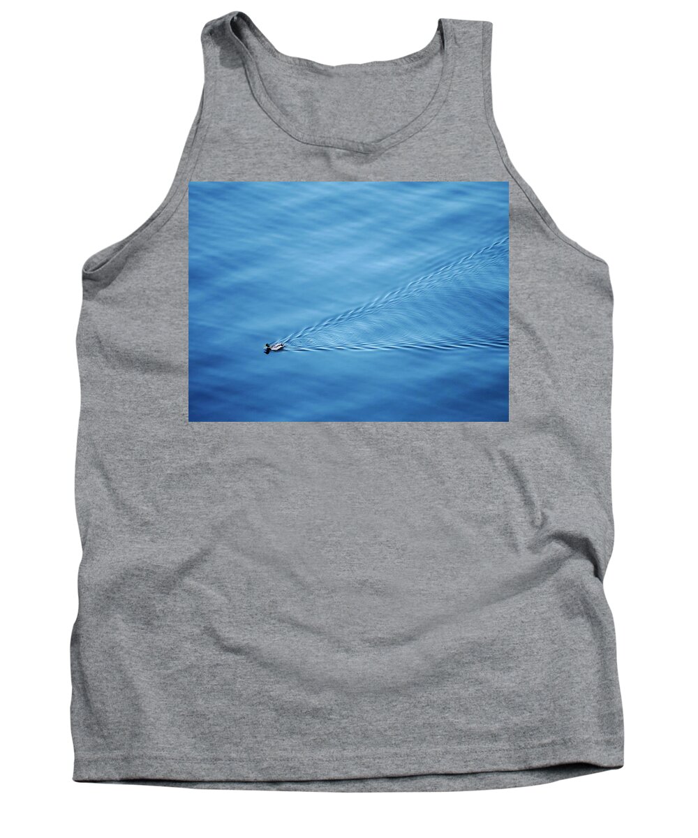 Blue Tank Top featuring the photograph Little Duck Big Lake by Todd Bannor