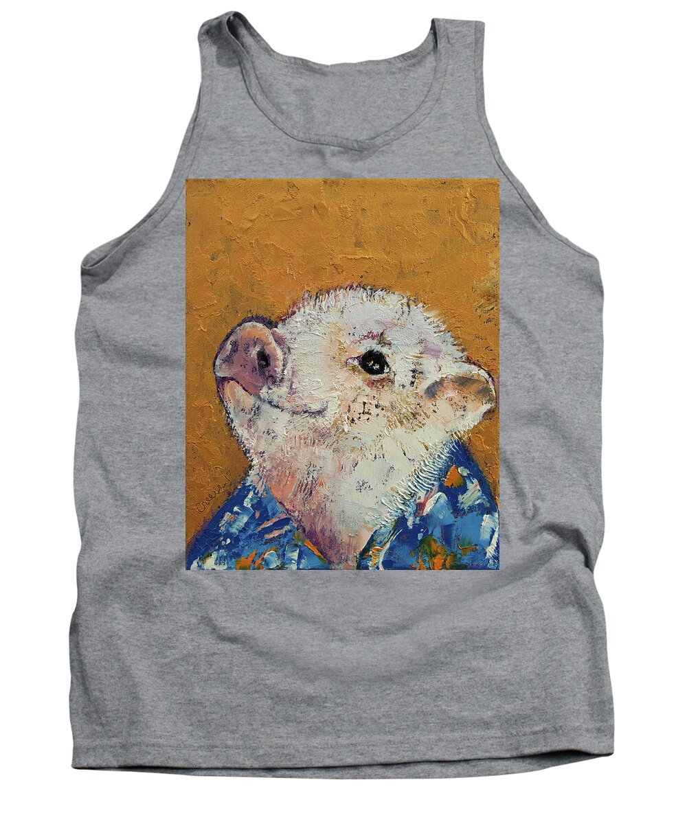 Pig Tank Top featuring the painting Little Piggy by Michael Creese