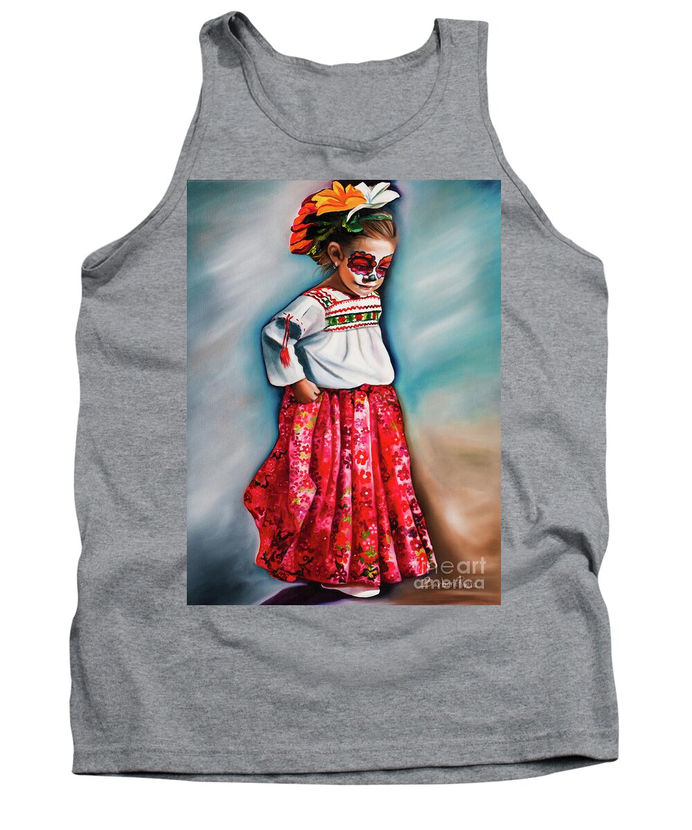 Folkloric Tank Top featuring the painting Little Red Dancer by Barbara Rivera