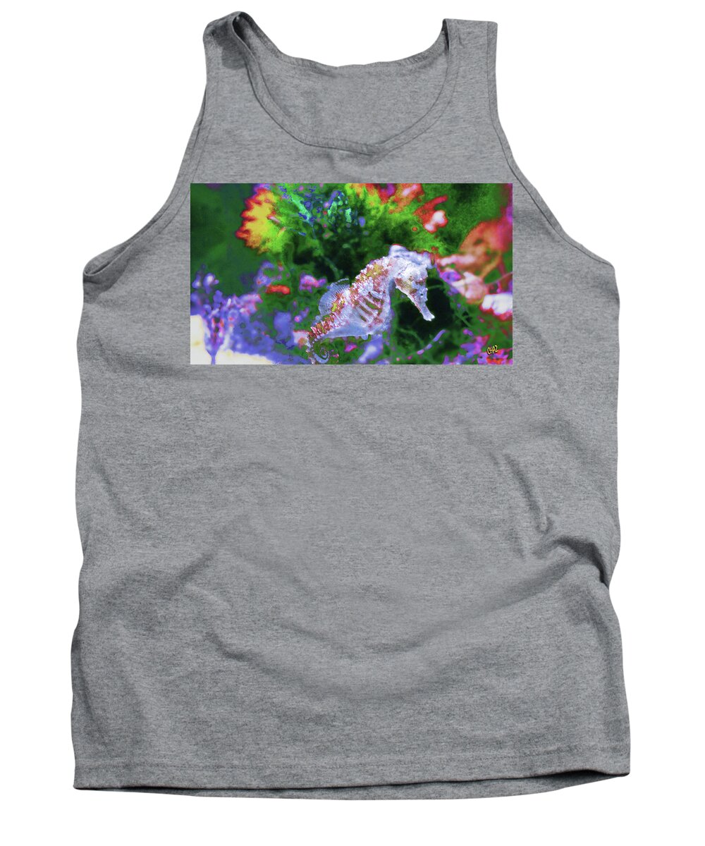 Ocean Bottom Tank Top featuring the painting Little Sea Horse by CHAZ Daugherty