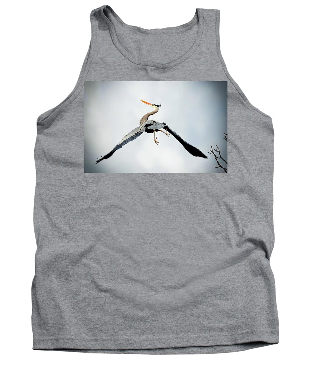 Blue Heron Tank Top featuring the photograph Live Free and Fly by Rodney Campbell
