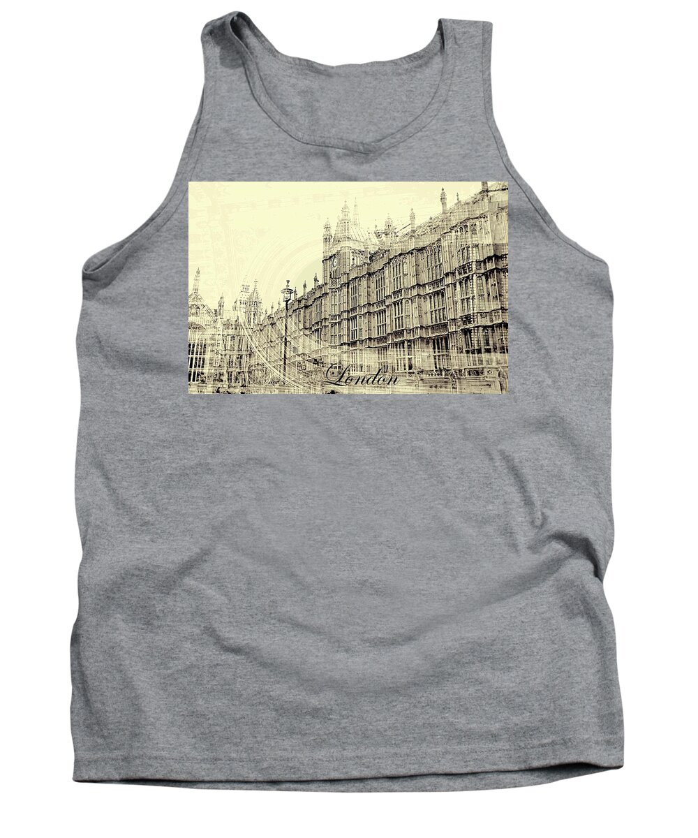 Black And White London Tank Top featuring the photograph London Memories by Karen McKenzie McAdoo