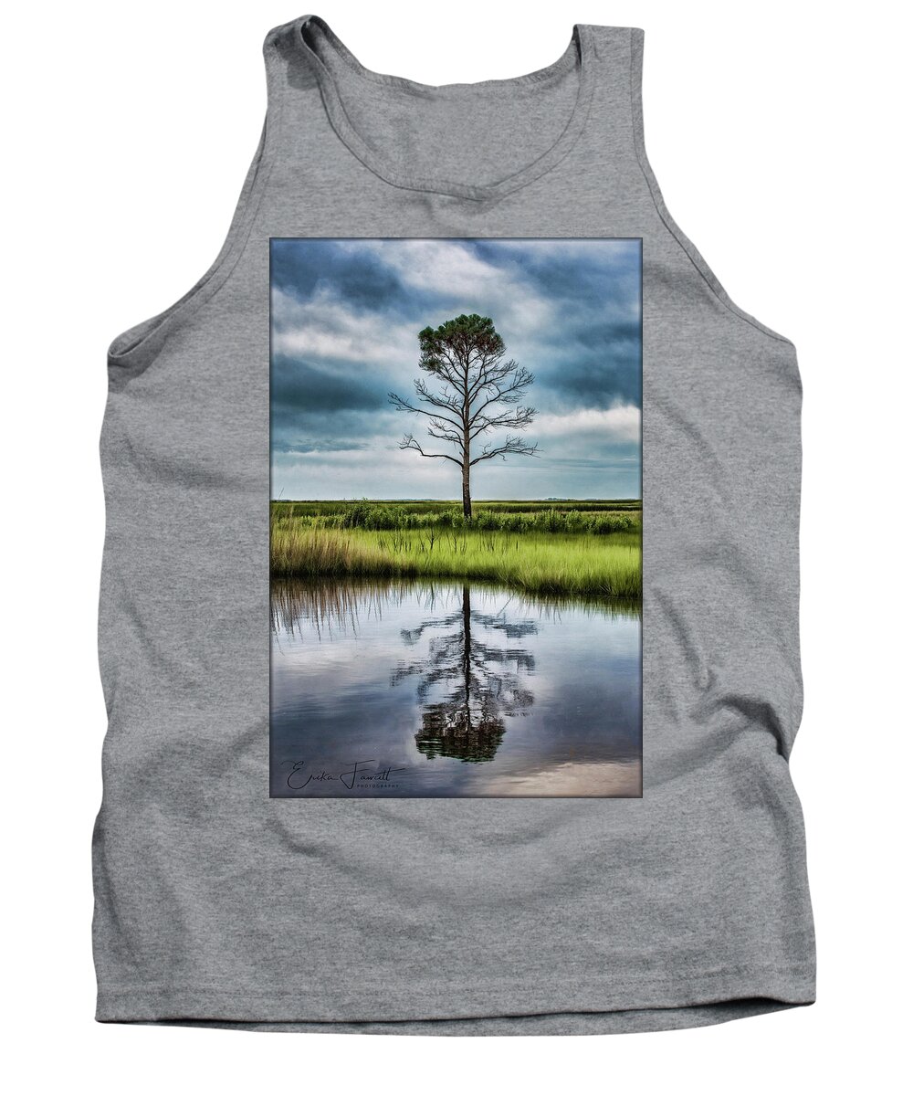 Tree Tank Top featuring the photograph Lone Tree Reflected by Erika Fawcett