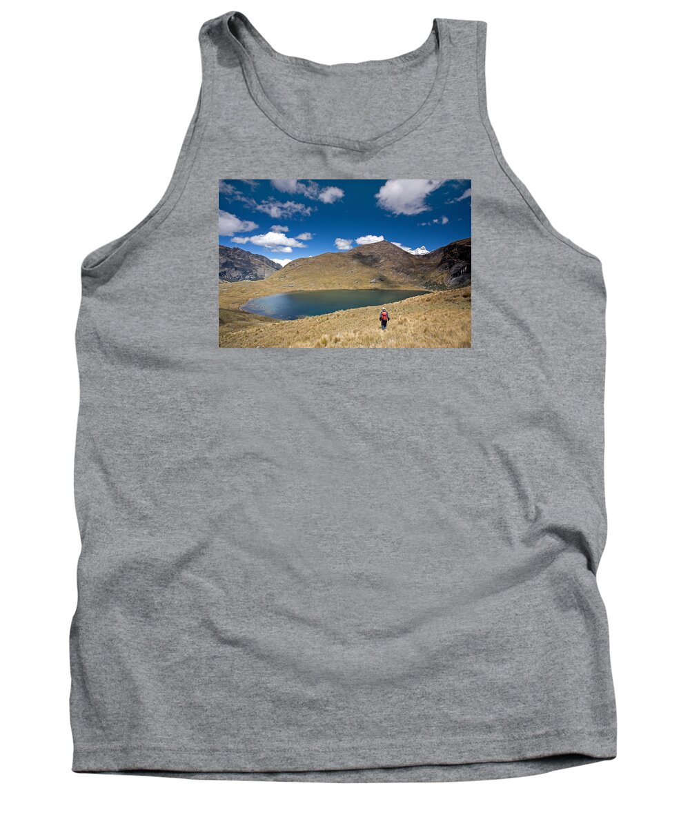 Cordillera Blanca Tank Top featuring the photograph Lonely Walker at Punta Union by Aivar Mikko