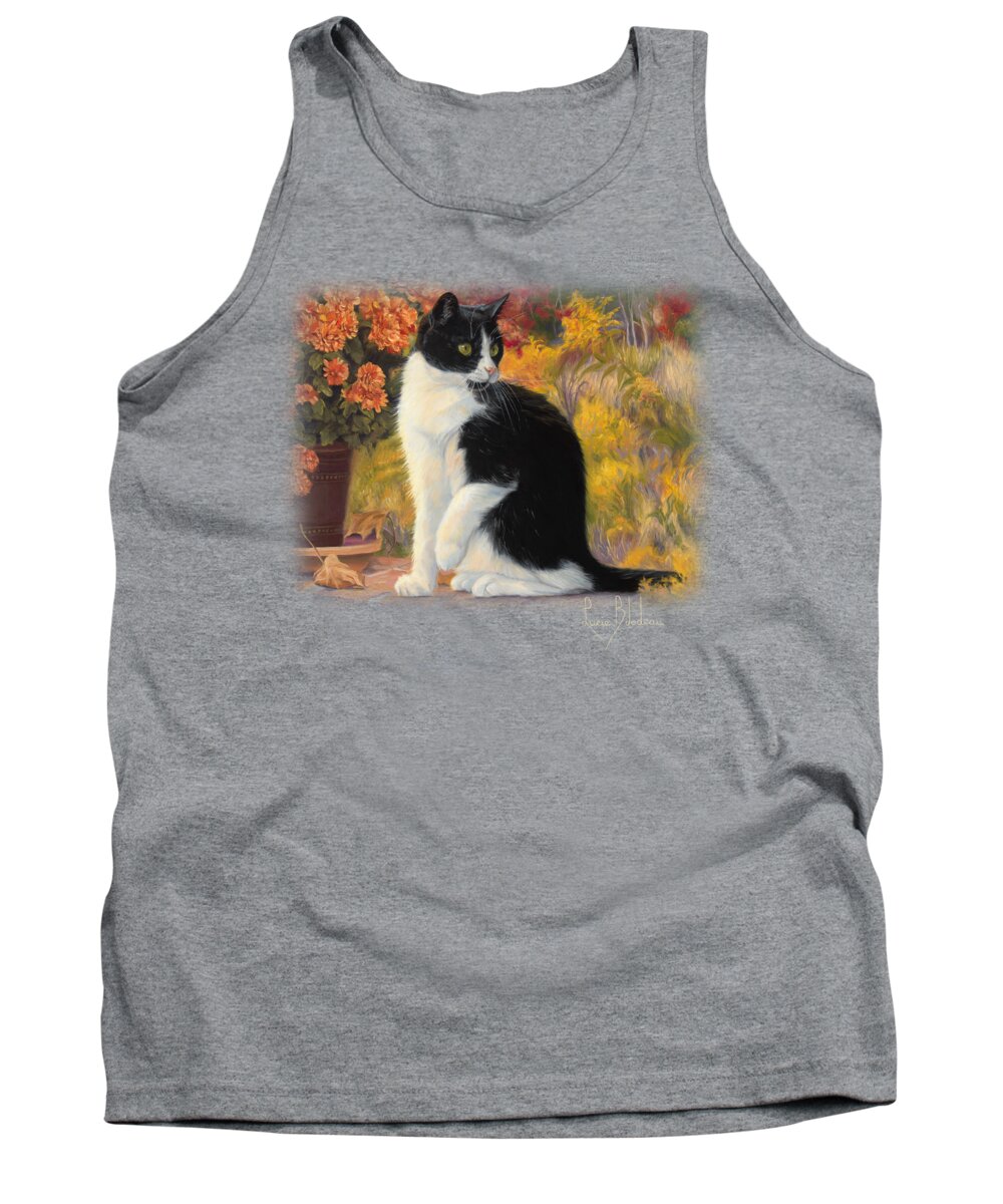 Cat Tank Top featuring the painting Looking Afar by Lucie Bilodeau