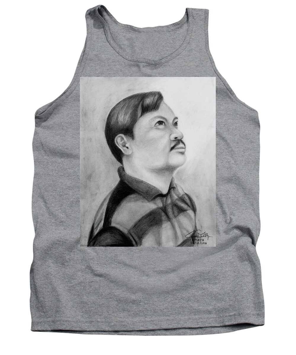Drawing Tank Top featuring the drawing Looking Up by Cyril Maza