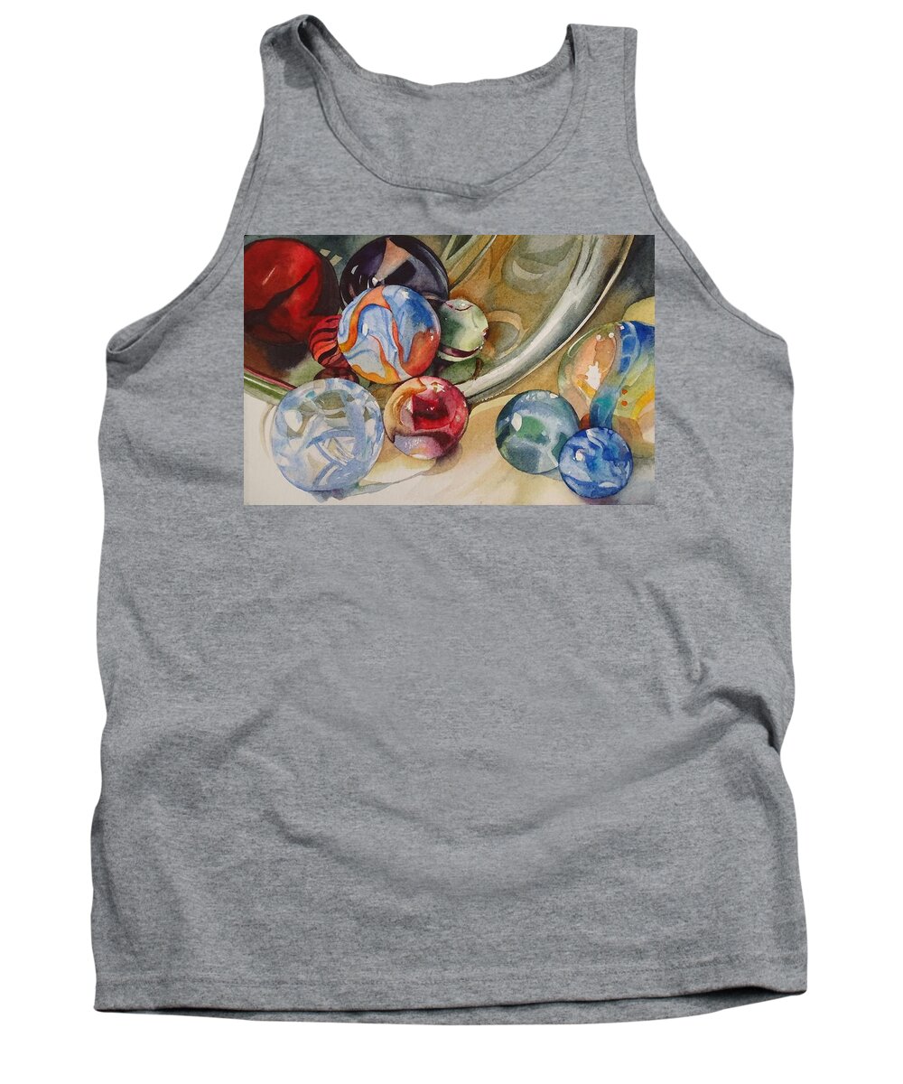 Waterecolor Tank Top featuring the painting Loose Marbles by Marlene Gremillion