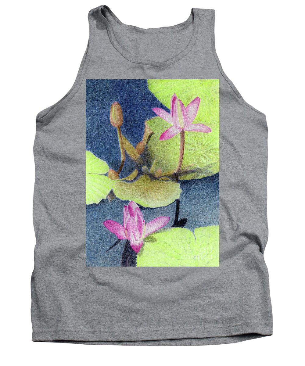 Lotus Tank Top featuring the drawing Lotus by Jackie Irwin