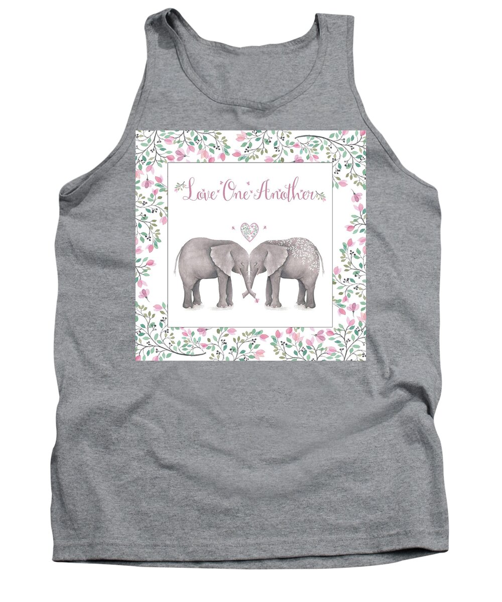 Love One Another Pink Elephants Square Tank Top featuring the photograph Love One Another Pink Elephants Square by Terry DeLuco
