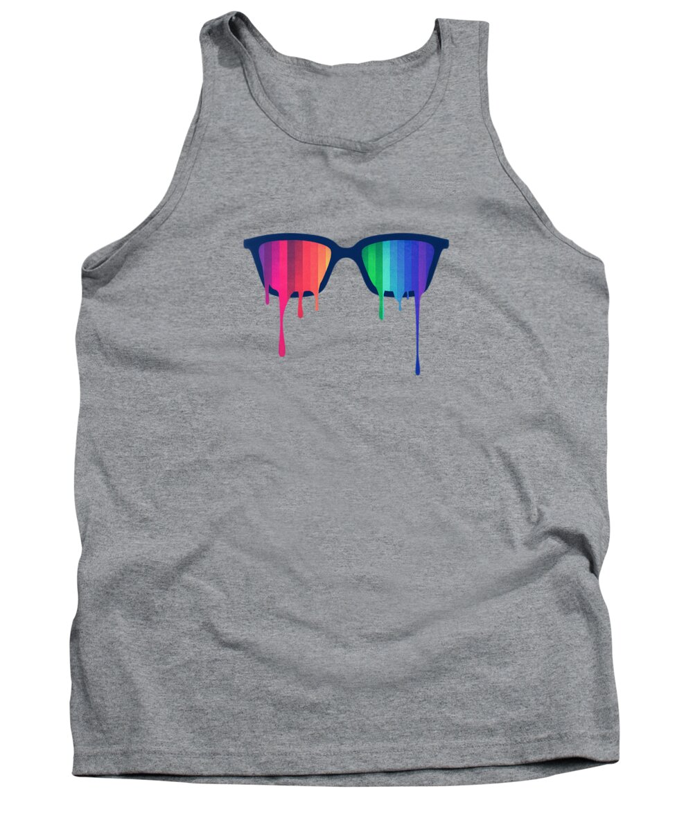 Nerd Tank Top featuring the digital art Love Wins Rainbow - Spectrum Pride Hipster Nerd Glasses by Philipp Rietz