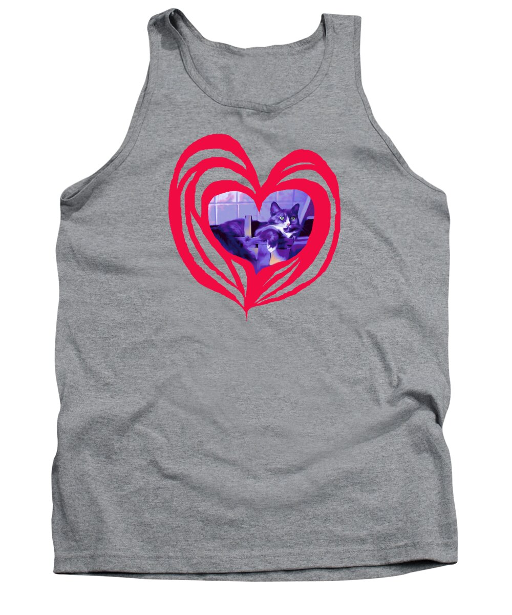 Kitty Tank Top featuring the photograph Loveheart kitty by Mary Armstrong