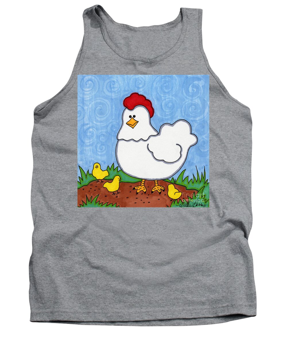 Chickens Tank Top featuring the painting Mabel and Her Children by Vicki Baun Barry