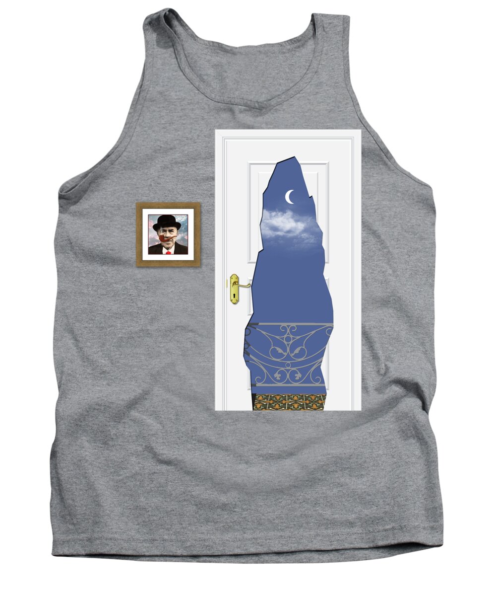 Vector Tank Top featuring the painting Magritte Balcony by Gary Grayson