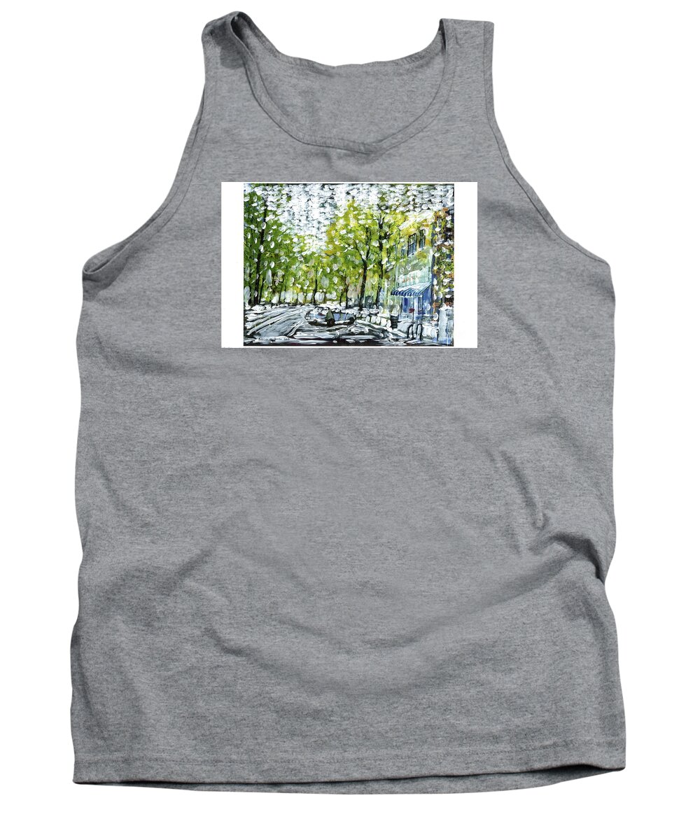 Snow Tank Top featuring the mixed media Main Street Snow by Patrick Grills
