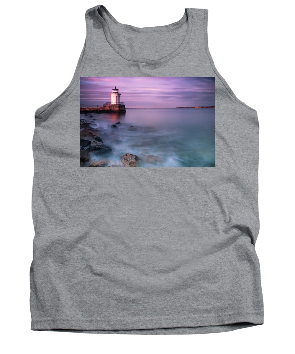 Maine Tank Top featuring the photograph Maine Bug Light Lighthouse Sunset by Ranjay Mitra