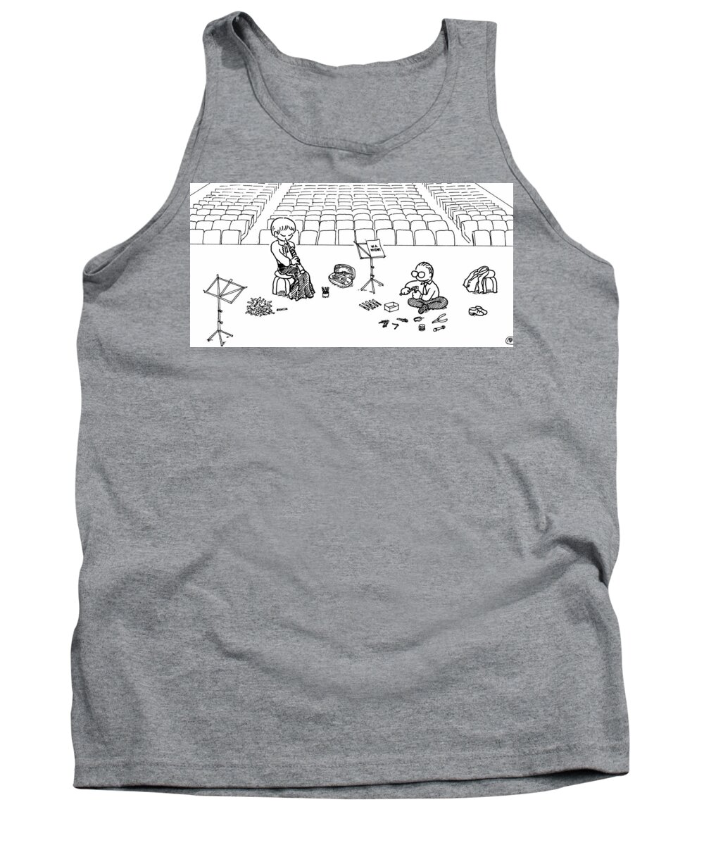 Oboe Tank Top featuring the drawing Making Oboe Reeds On The Stage by Minami Daminami