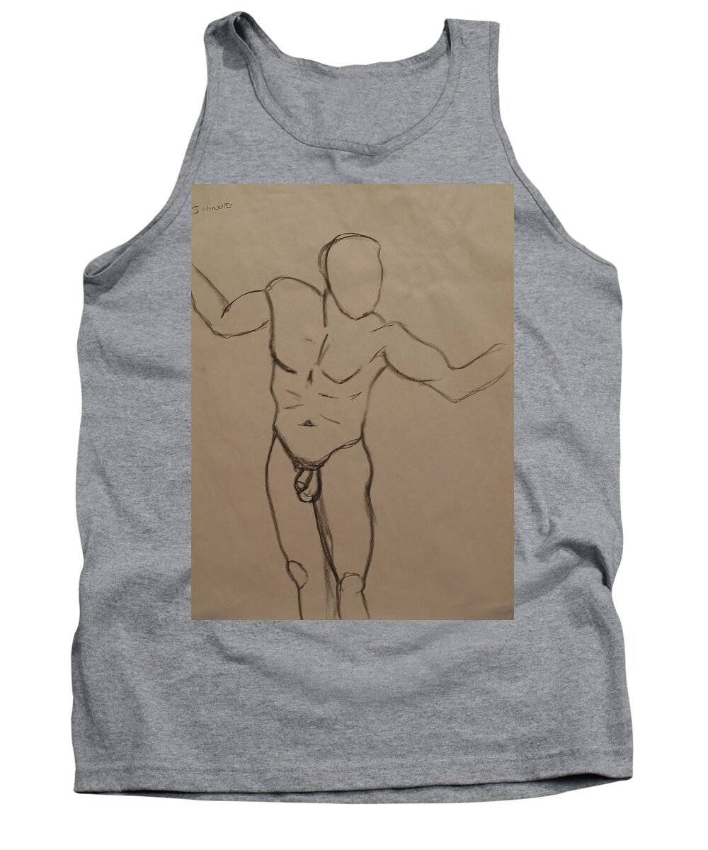 Male Tank Top featuring the drawing Male Nude Drawing 2 by Teri Schuster
