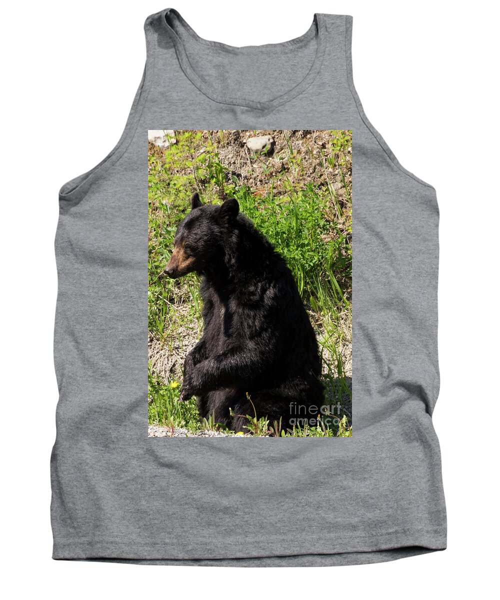 Black Tank Top featuring the photograph Mama Black Bear by Louise Magno