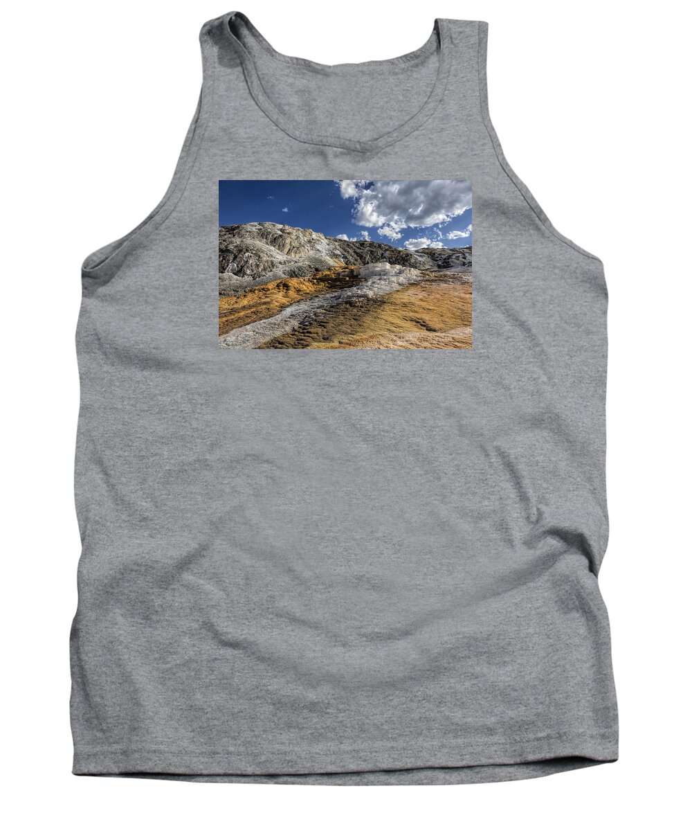 Hot Springs Tank Top featuring the photograph Mammoth Springs by Deborah Penland