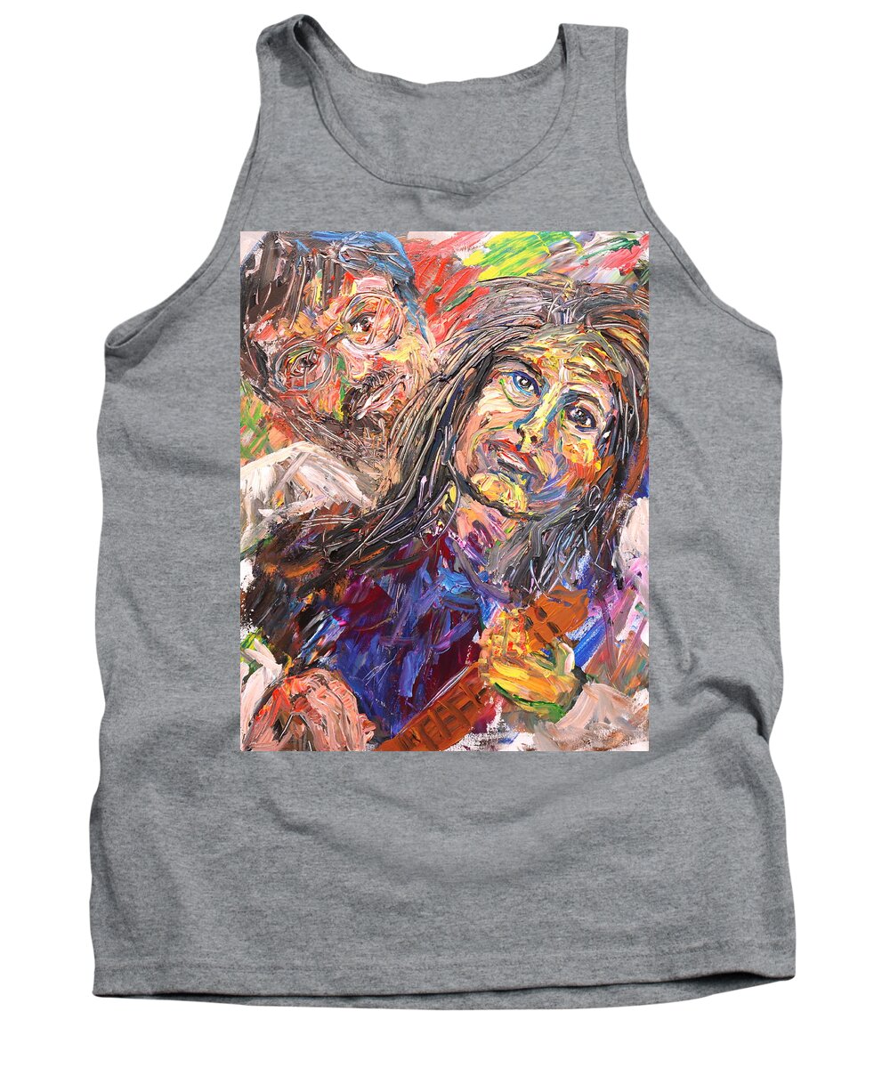 Portraits Tank Top featuring the painting Man behind the women by Madeleine Shulman