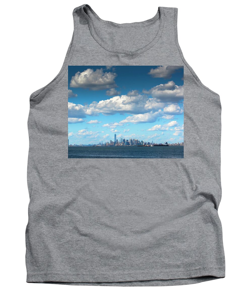 Landscape Of Manhattan New York City With Clouds Tank Top featuring the photograph Manhattan with Clouds by Kenneth Cole