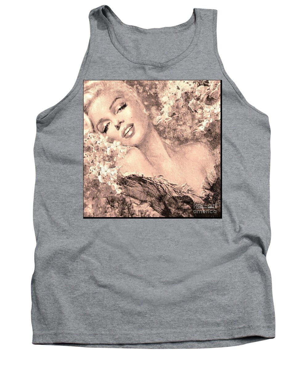 Theo Danella Tank Top featuring the painting Marilyn Cherry Blossom, b sepia by Theo Danella