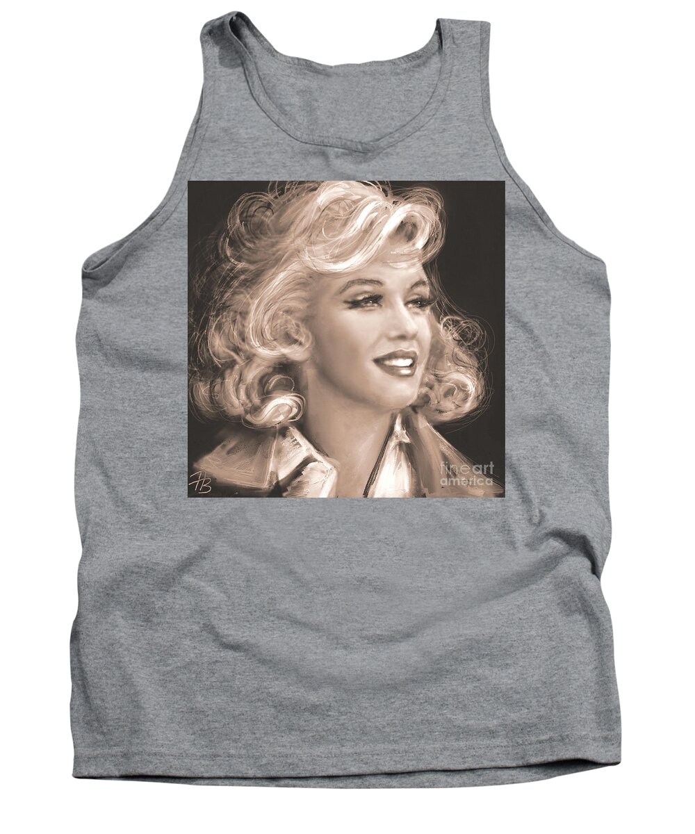 Angie Braun Tank Top featuring the painting Marilyn Sepia by Angie Braun