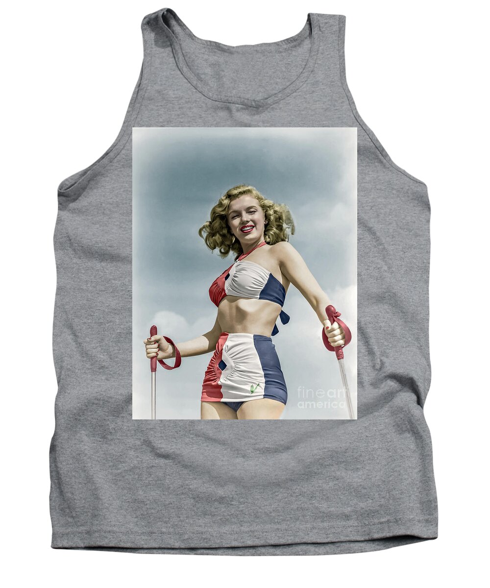 Marilyn Monroe Tank Top featuring the photograph Marilyn Skiing by Franchi Torres