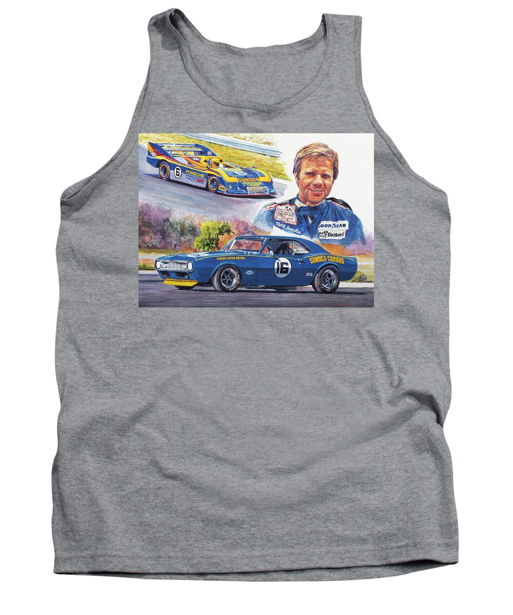 Camaro Tank Top featuring the painting Mark Donohue Racing by David Lloyd Glover