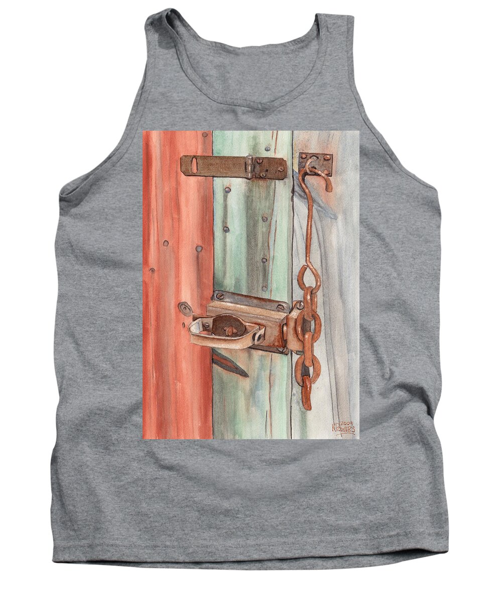 Lock Tank Top featuring the painting Marsha's Lock by Ken Powers